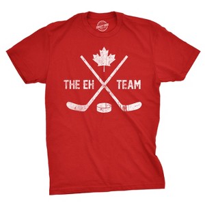 Mens The Eh Team Canadian Hockey Sticks Funny Canada Gift Cool Graphic Tee - Crazy Dog Men's T Shirt - 1 of 4
