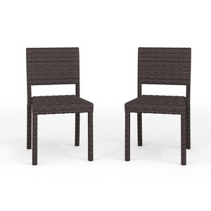 Martha Stewart Bedford Set of 2 Indoor-Outdoor Stackable Patio Dining Chairs in Rattan Wicker - 1 of 4
