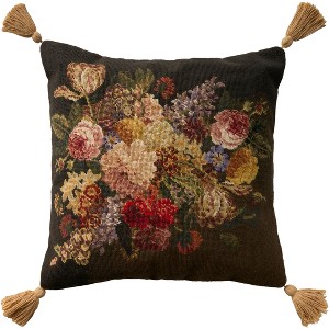 Mina Victory Vintage Floral 20" x 20" Multicolor Indoor Throw Pillow - 1 of 4