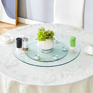 DOMETOUR Double-layer rotatable round glass, 24 upper and 15 lower diameter, for convenient item access. - 1 of 4