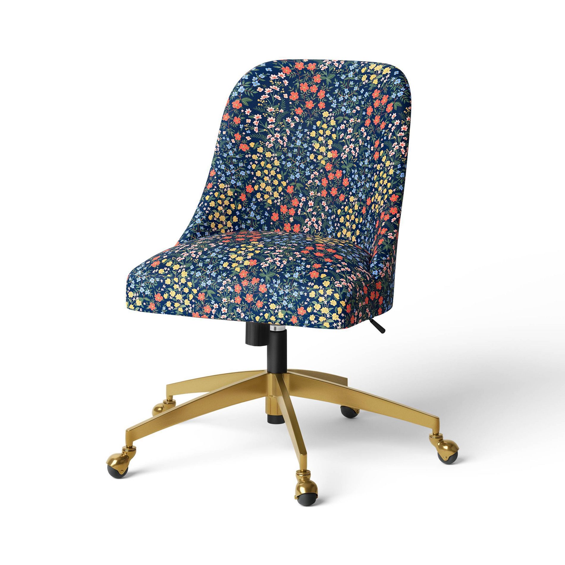 Rifle Paper Co. x Target Mayfair Desk Chair Black: Upholstered, Adjustable Height, Metal Frame, Casters