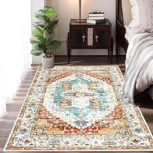 Vintage Oriental Rug - Ultra Soft Washable Non-Slip Carpet for Living Room, Bedroom - 1 of 4