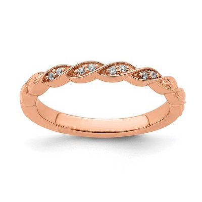 Black Bow Jewelry 2.5mm 14k Rose Gold .04 Ctw Diamond Stackable Twist Band