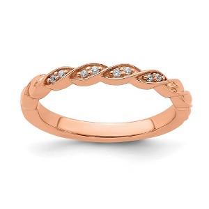 Black Bow Jewelry 2.5mm 14k Rose Gold .04 Ctw Diamond Stackable Twist Band - 1 of 4