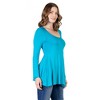 Womens Long Sleeve Solid Color Swing Style Flared Tunic Top - 24seven Comfort Apparel™ - 2 of 4
