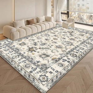 TopComfy Rugs Room Rugs Retro Floral Art Carpet Luxury Living Room Atmosphere Creator Soft Style for Living Room, White, 15.75"*14.57"*5.12" - 1 of 4