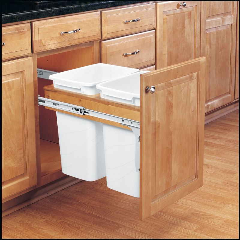 Rev-A-Shelf Top Mount Pull-Out Kitchen Waste Trash Container Bin, 2 of 7