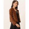 Allegra K Women's Winter Warm Cropped Collarless Faux Fur Fluffy Jacket - 3 of 4