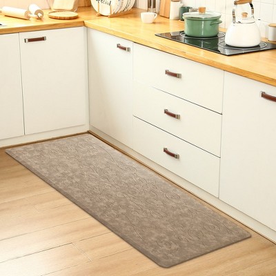 Beige PVC Rectangular Anti-Fatigue Kitchen Mat 17" x 60"