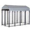 Outdoor Dog Kennel with Roof,Heavy Duty Dog Playpen with Lockable Door and Water Resistant Canopy for Medium and Large Dogs - LAOTIES - 3 of 4