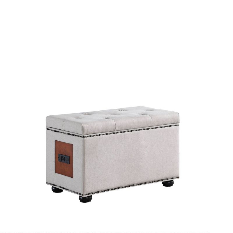 Storage Ottoman with Charging Station - Ore International, 1 of 7