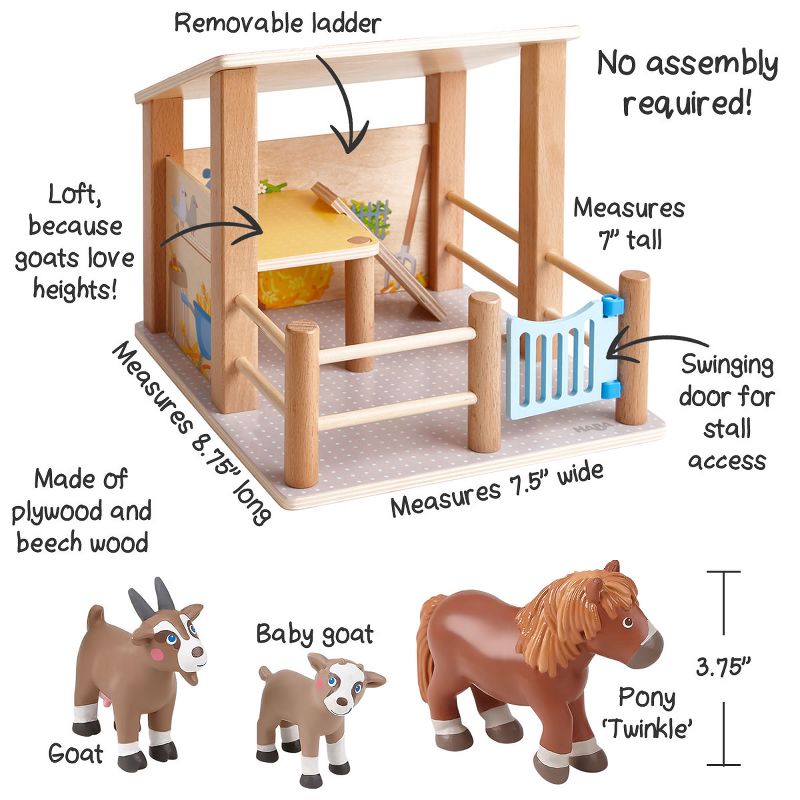 HABA Little Friends Petting Zoo with 3 Exclusive Farm Animal Figures, 4 of 8