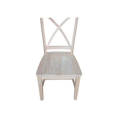 Creekside Light Beige Wood Cross Back Dining Chairs, Set of 2