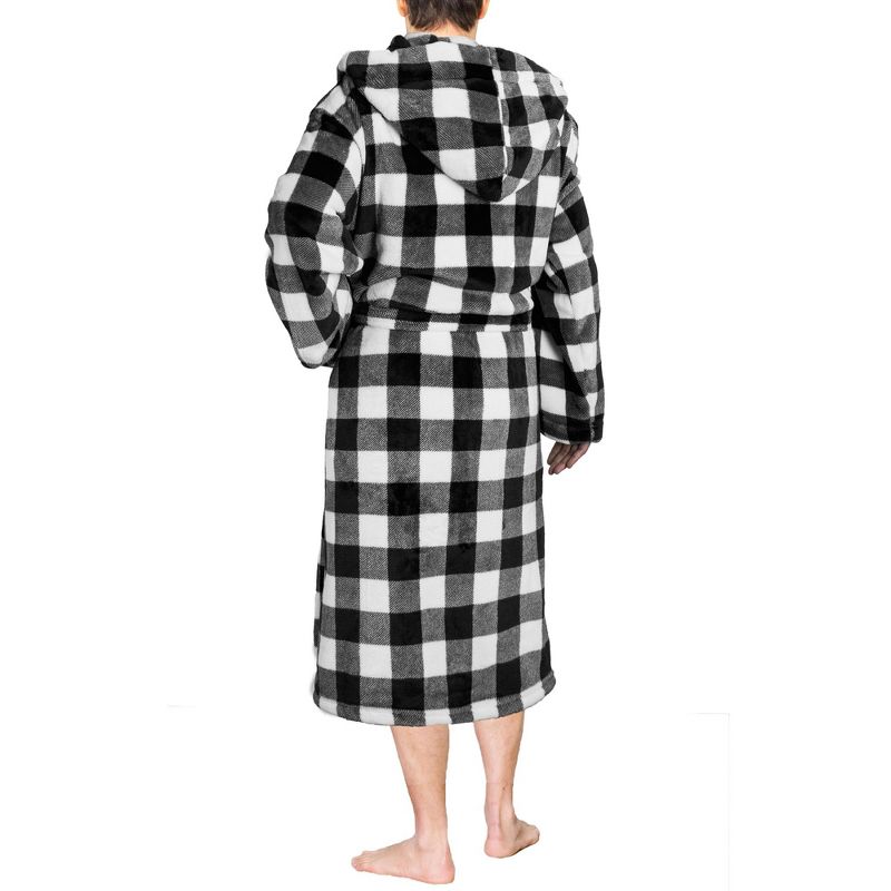PAVILIA Mens Robe, Hooded Soft Bathrobe for Men, Fleece Plush Warm Shawl Collar Hood Pockets for Bath Shower Spa, 2 of 8