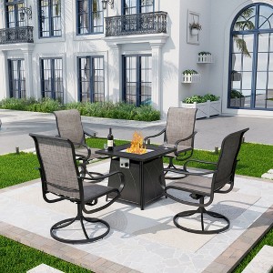 Captiva Designs 5pc Outdoor Patio Dining Set with Square Steel Table & Armrest Metal Frame Chairs - 1 of 4