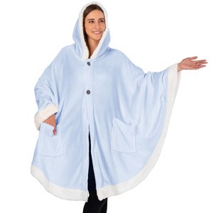 PAVILIA Angel Wrap Hooded Blanket for Women Adult, Wearable Cozy Wrap Throw Fleece Shawl Cape - 1 of 4