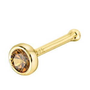 Jewelry Avalanche 22G 14K Gold Bezel-set Citrine Ball-end Nose Stud - 1 of 3