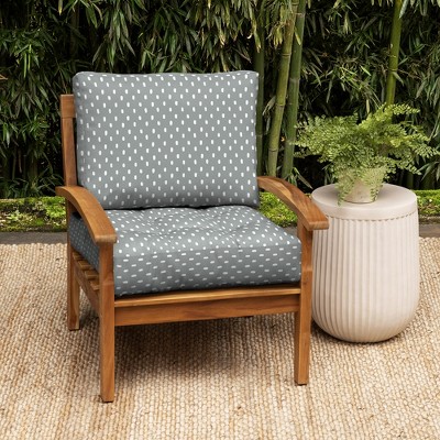 Stone Grey Dot Bamboo Viscose and Polyester Outdoor Deep Seat Cushion Set