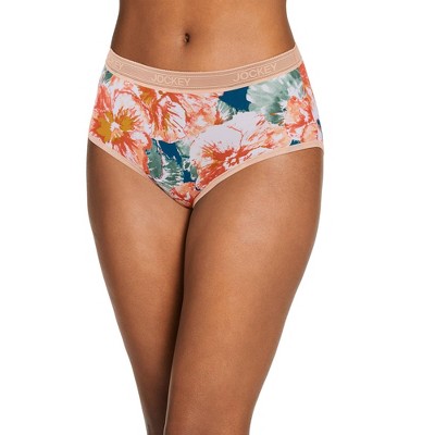 Jockey Women's Worry Free Cotton Stretch Moderate Absorbency Hips 2XL Wavy  Floral Dawn