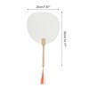 Unique Bargains Portable Double-Sided Long Handle Round Xuan Paper Folding Fans 1 Pc - 2 of 4