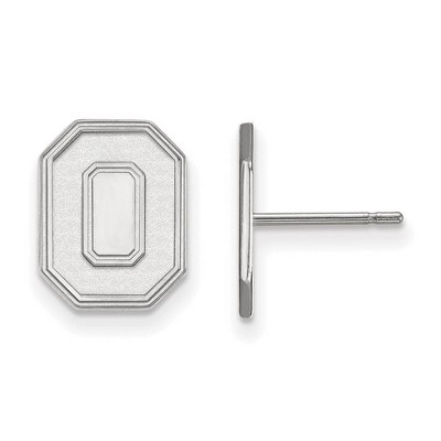 Black Bow Jewelry 14k White Gold Ohio State Buckeyes NCAA Post Earrings