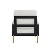 Cesicia White Accent Chair with Gold Metal Legs & Rubberwood Frame Single Sofa Chair for Living Room&Balcony - 3 of 4