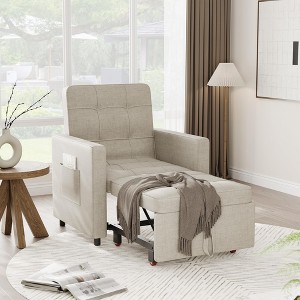 Sleeper Sofa Chair Bed, 3-in-1 Sofa Bed with Comfortable Sponge, 5 Gears Adjustable Backrest Lounge Chair - 1 of 4