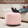 ChicFurnit Ottomans and Benches Storage Ottoman Round Footstool Foot Rest Round Footstool for Living Room, Pink, 24.8"*20.87"*16.93" - 3 of 4