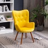 Yellow Contemporary Silky Velvet Tufted Button Back Accent Chair - 2 of 4