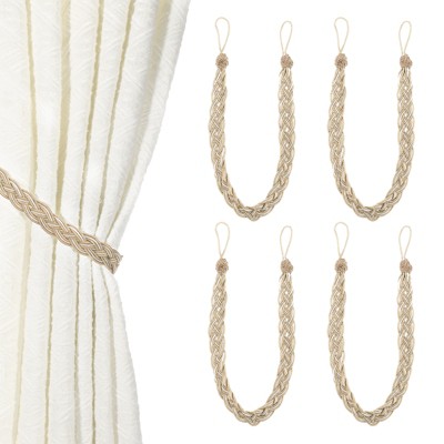 Unique Bargains Braided Polyester Elegant Design Durable Curtain Tiebacks Light Camel 4 Pcs