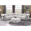 Standard Velvet Fabric Modular L-Shaped Sectional Sofas Set with Multiple Independent Seats, Includes Ottoman, and Wooden Metal Armrests - 2 of 4