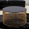 Metal Frame Modern 2-Piece Coffee and End Table Set with Tinted Tempered Glass Top for Living Room - 3 of 4