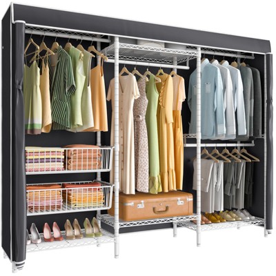 VIPEK V10C Plus Portable Closets Heavy Duty Clothes Rack Covered Wardrobe Closet Storage Rack, White Clothing Rack with Cover