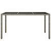 vidaXL Patio Table, 59.1"x35.4"x29.5" Tempered Glass and Poly Rattan Gray - 3 of 4