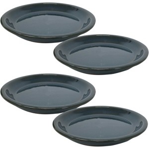 Sunnydaze Outdoor/Indoor High-Fired Glazed UV- and Frost-Resistant Ceramic Flower Pot Planter Saucers - Imperial Blue - 1 of 4