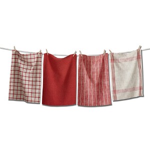 tagltd Canyon Woven Flour Sack Dishtowel Set Of 4 Red Multi Dish Cloth For Drying Dishes And Cooking - 1 of 3