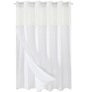 Aoibox No Hook Waffle Weave Shower Curtain with Snap-in Fabric Liner Set, Hotel Style with Mesh Top Window, Waterproof & Washable - 1 of 4