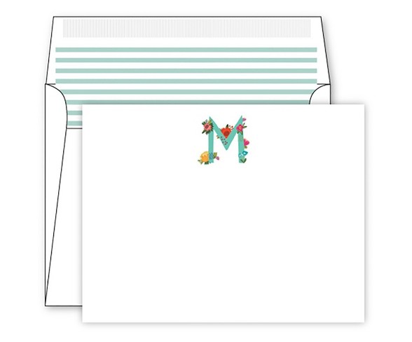 Die -Cut Social Set Vintage Floral Monogram - M