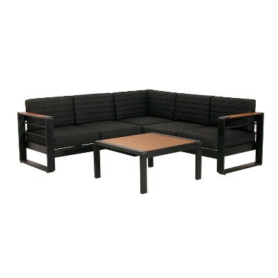 Christopher Knight 4pc Home Sornsa Outdoor Aluminum Frame with Polywood Accents Patio Seating Set