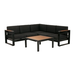 Christopher Knight 4pc Home Sornsa Outdoor Aluminum Frame with Polywood Accents Patio Seating Set - 1 of 4