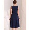 Allegra K Women's Striped Crew Neck Sleeveless A-Line Midi Work Office Dress - 4 of 4