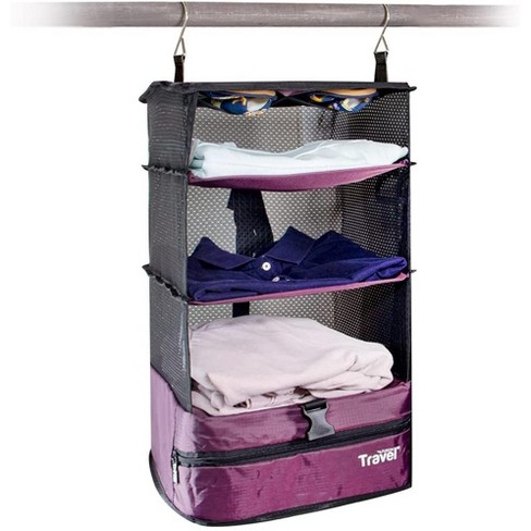 Grand Fusion Stow-N-Go Space Saving Travel Luggage Organizer and With Built  In Hanging Shelves and Laundry Storage Compartment - Small - Burgundy