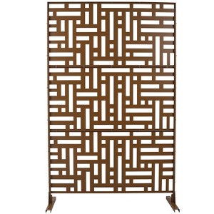 Grungis Matrix Metal Decorative Patio Screens,Freestanding Privacy Fence Panels Screen with Striped Rectangle Pattern for Balcony,76" H×48" W - 1 of 4