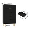 Fluted Wood Dresser 5 Drawers Dresser for Bedroom, Modern Chest of Drawers, Tall Brown Dresser with Gold Handle - 2 of 4
