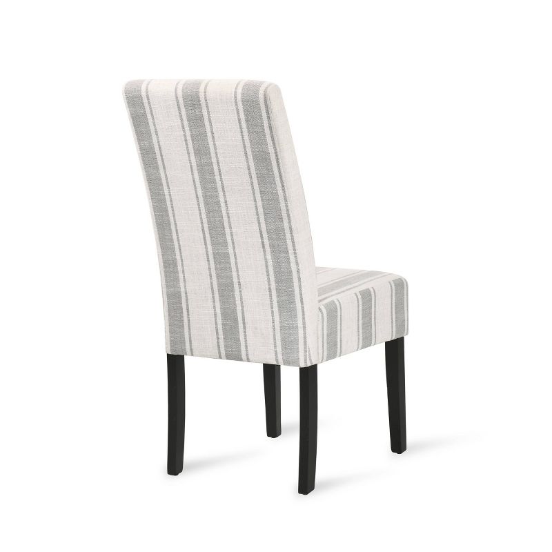 2pk Pertica Contemporary Upholstered Striped Dining Chairs Gray/Light Beige/Espresso - Christopher Knight Home, 5 of 13