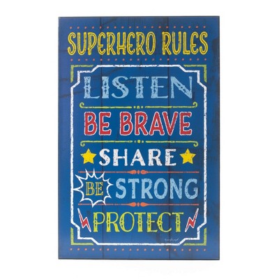 Dicksons Superhero Rules Superman Blue 12 x 18 Wood Decorative Wall Plaque