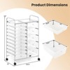 Costway 15-Drawer Trolley with Chrome Plated Metal Frame & Lockable Universal Wheels White/Black/Clear/Multicolor - 3 of 4