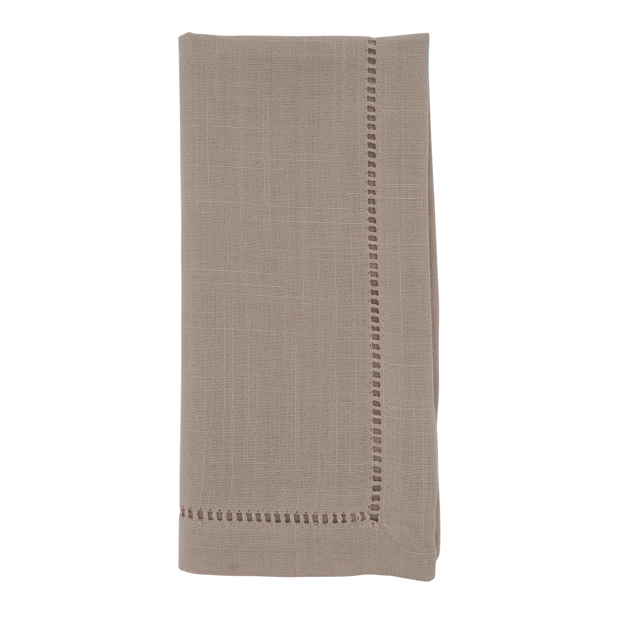Saro Lifestyle Napkin /w Hemstitch Border, 18" Square, Taupe (Set of 12)