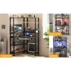 Aheaplus Small  Computer Desk with Hutch, Corner Home Office Desk with LED Lights & Power Outlets, Gaming Desk with Keyboard Tray - 4 of 4