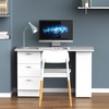 Vynxaria 47" Modern Home Office Desk with 3 Drawers Storage Shelf Bookcase Combo White Compact Design for Small Spaces Bedroom - 2 of 4